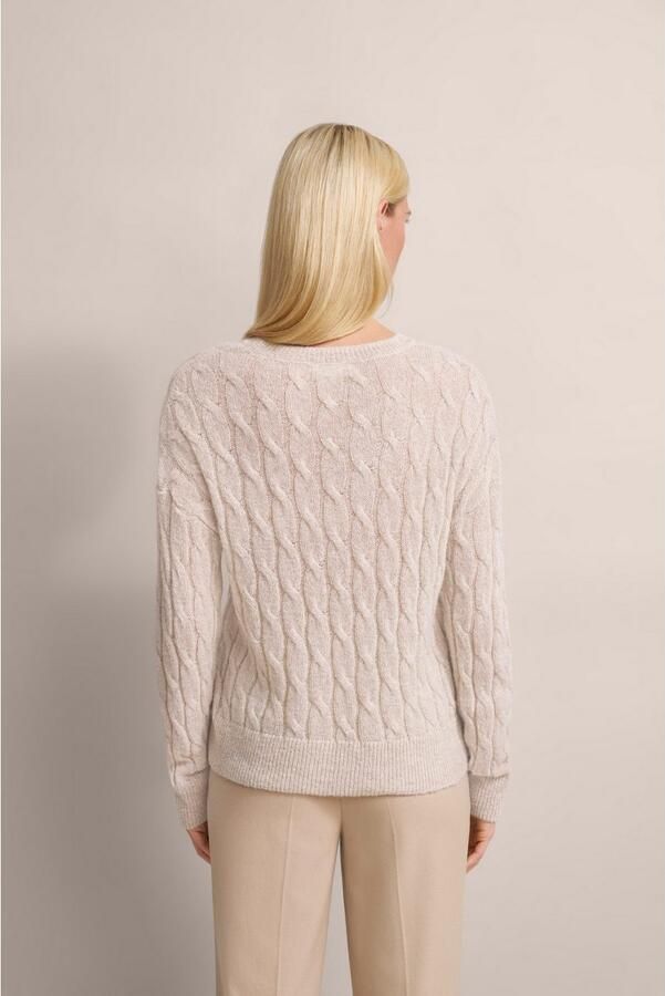 Bugatti Trui met ronde hals met kabelpatroon - Foto 3