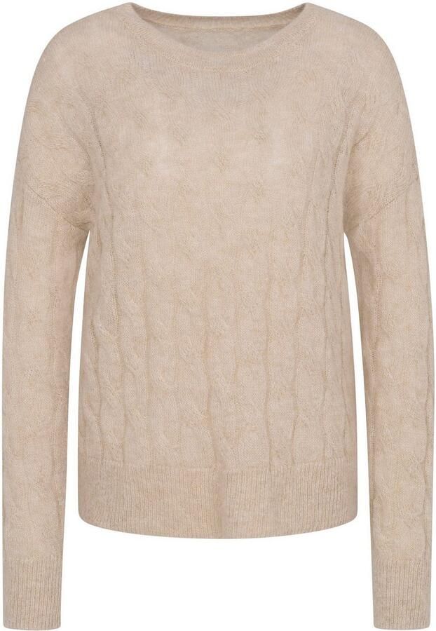 Bugatti Trui met ronde hals met kabelpatroon