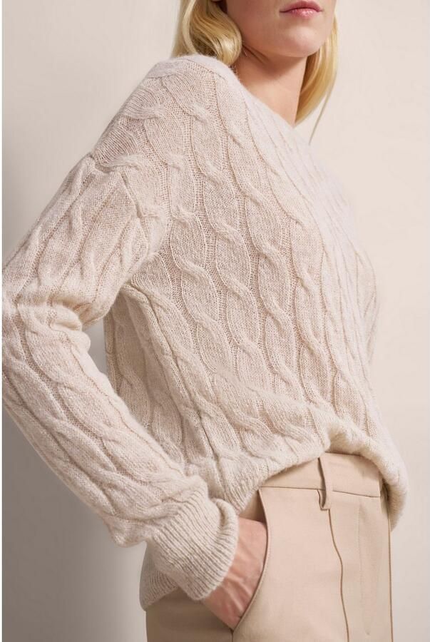 Bugatti Trui met ronde hals met kabelpatroon - Foto 2