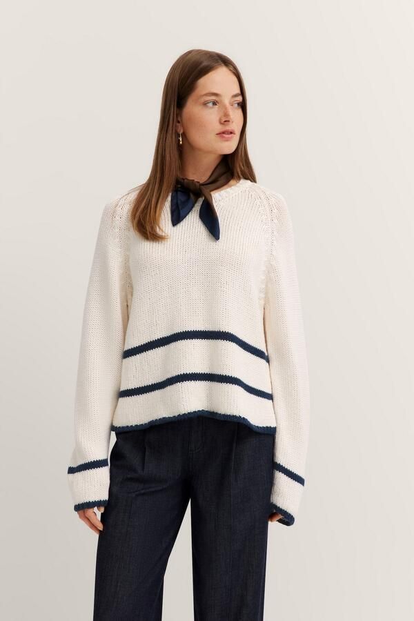 Bugatti Trui met ronde hals met streepdessin - Foto 5