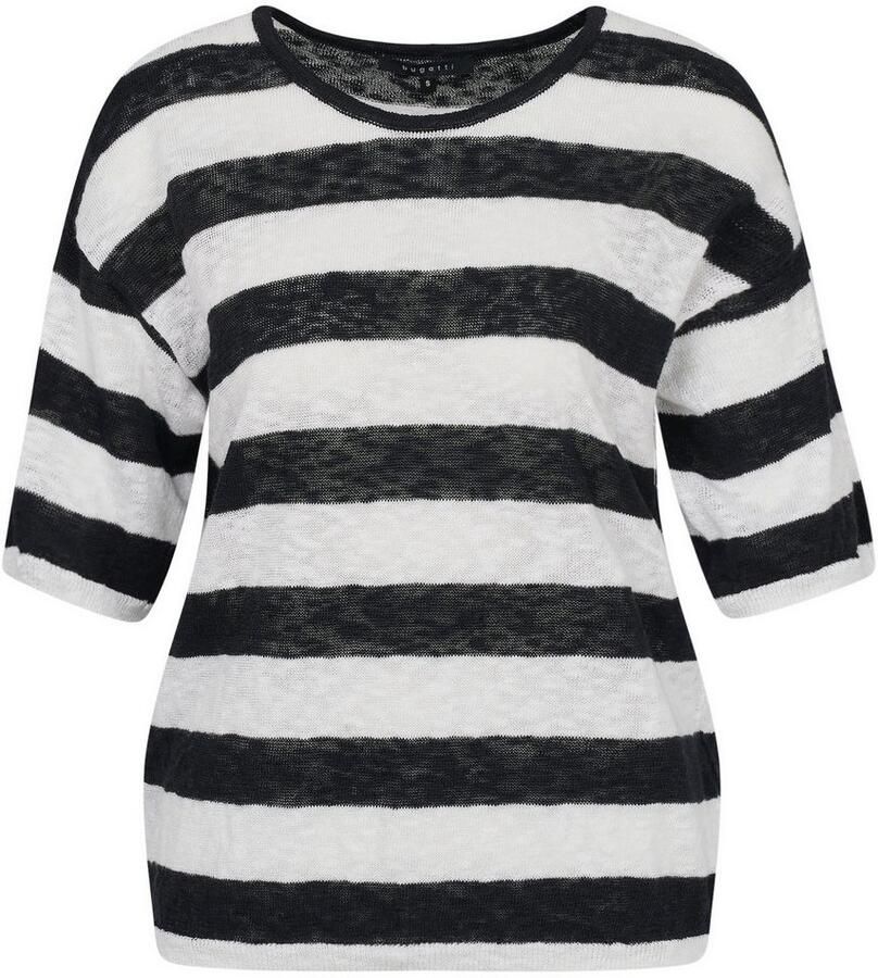 Bugatti Trui met ronde hals van lichte katoen-linnenmix