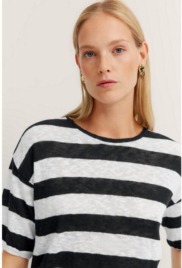 Bugatti Trui met ronde hals van lichte katoen-linnenmix - Foto 3