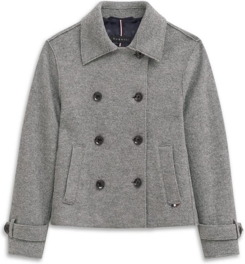 Bugatti Wollen jack Flexcity Stretch in losse fit met openkantig gekookte wol