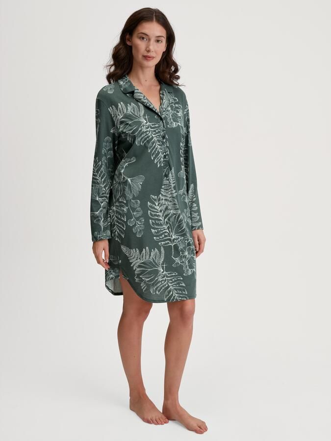 CALIDA Nachthemd Favourites Glow Knoopsluiting single jersey kwaliteit zacht bloe print - Foto 7