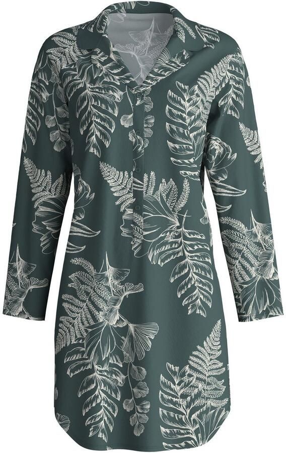 CALIDA Nachthemd Favourites Glow Knoopsluiting single jersey kwaliteit zacht bloe print - Foto 6