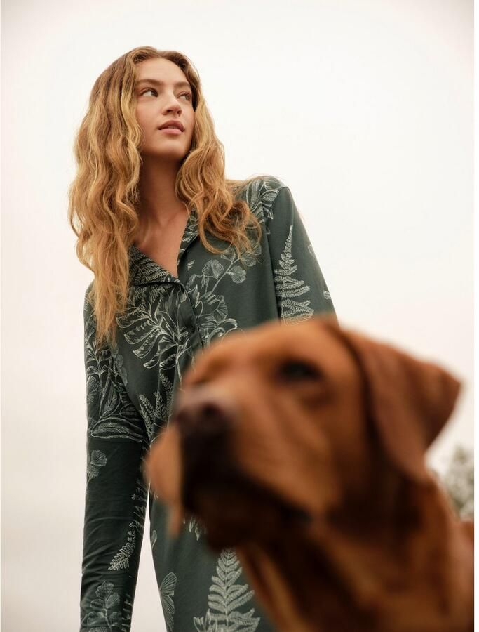 CALIDA Nachthemd Favourites Glow Knoopsluiting single jersey kwaliteit zacht bloe print - Foto 2