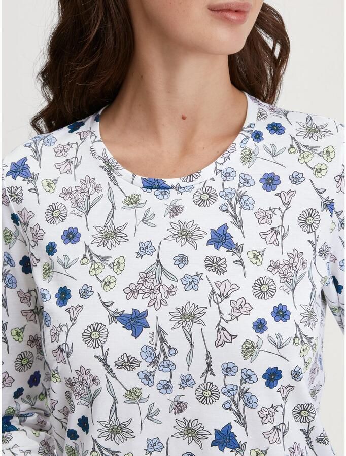 CALIDA Nachthemd Flower Nights Allover-print Pure Cotton lange mouw ade d zacht