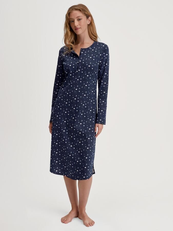 CALIDA Nachthemd Flower Nights comfortabel pure cotton lange mouw knoopsluiting ronde hals-uitsnijding - Foto 5