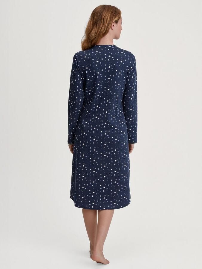 CALIDA Nachthemd Flower Nights comfortabel pure cotton lange mouw knoopsluiting ronde hals-uitsnijding - Foto 3