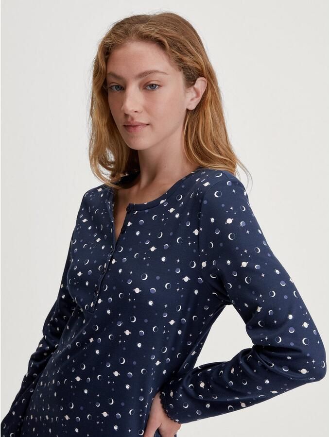 CALIDA Nachthemd Flower Nights comfortabel pure cotton lange mouw knoopsluiting ronde hals-uitsnijding - Foto 2