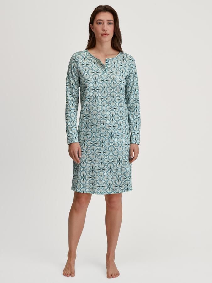 CALIDA Nachthemd Flower Nights Knoopsluiting ronde hals lange mouw puur katoen - Foto 4