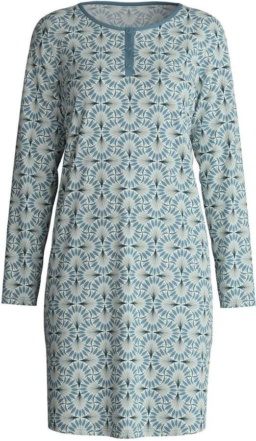 CALIDA Nachthemd Flower Nights Knoopsluiting ronde hals lange mouw puur katoen - Foto 3