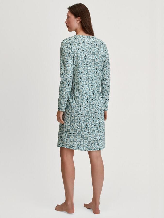 CALIDA Nachthemd Flower Nights Knoopsluiting ronde hals lange mouw puur katoen - Foto 2