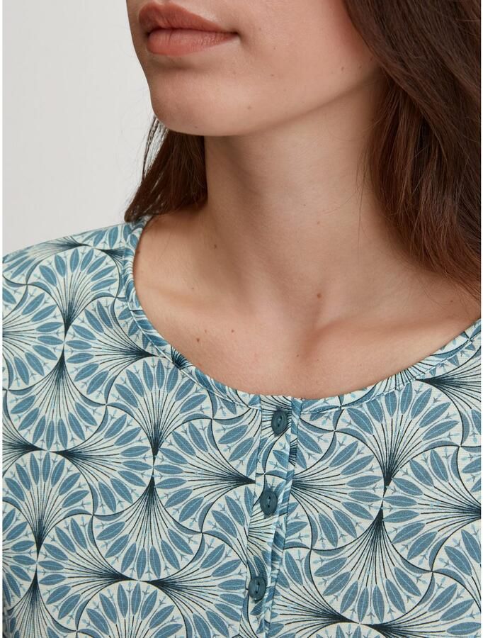 CALIDA Nachthemd Flower Nights Knoopsluiting ronde hals lange mouw puur katoen