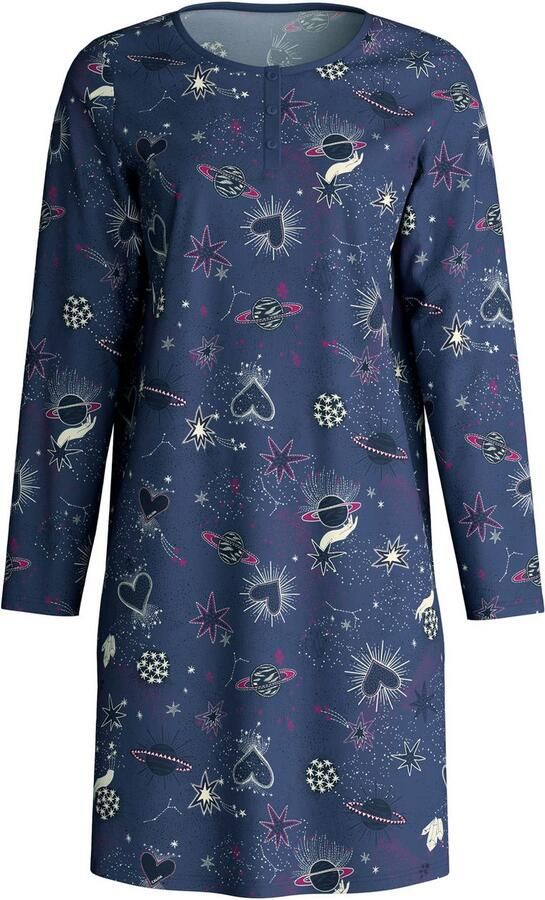 CALIDA Nachthemd Flower Nights Knoopsluiting ronde hals lange mouw puur katoen - Foto 4