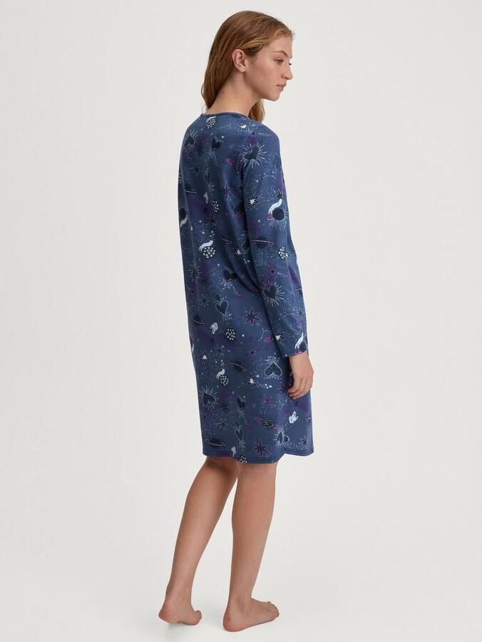 CALIDA Nachthemd Flower Nights Knoopsluiting ronde hals lange mouw puur katoen - Foto 2