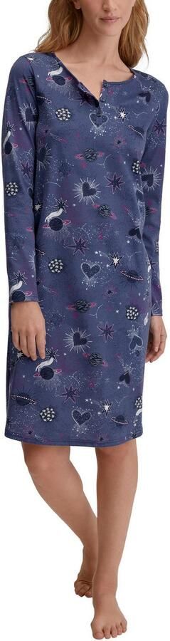 CALIDA Nachthemd Flower Nights Knoopsluiting ronde hals lange mouw puur katoen - Foto 5