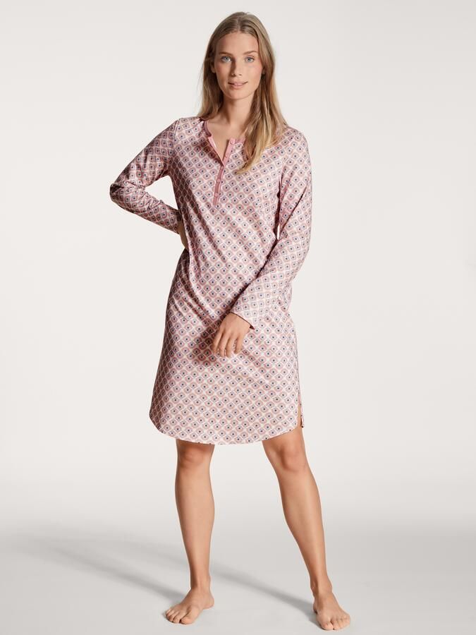 CALIDA Nachthemd Lovely Night zacht pure cotton single jersey kwaliteit knoopsluiting lange mouw - Foto 5