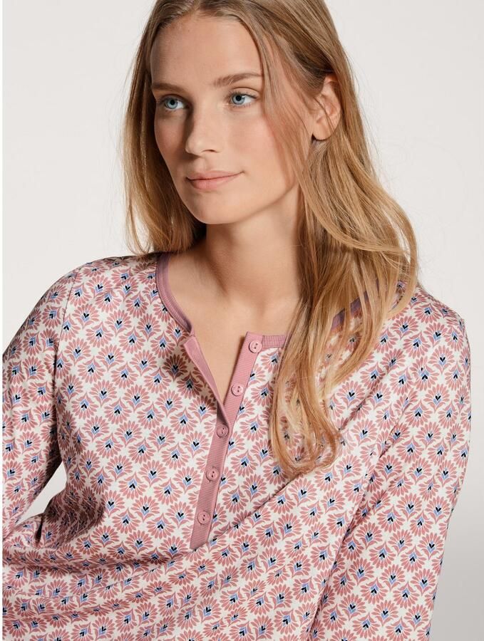 CALIDA Nachthemd Lovely Night zacht pure cotton single jersey kwaliteit knoopsluiting lange mouw - Foto 2