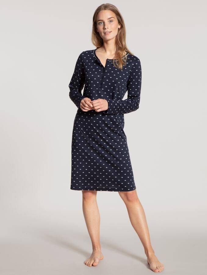 CALIDA Nachthemd Night Lovers Interlock-kwaliteit lange mouw knoopsluiting - Foto 5