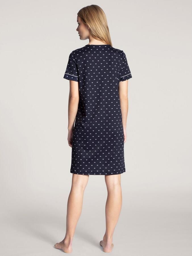 CALIDA Nachthemd Night Lovers Korte mouw interlock ronde hals knoopsluiting puur katoen - Foto 5