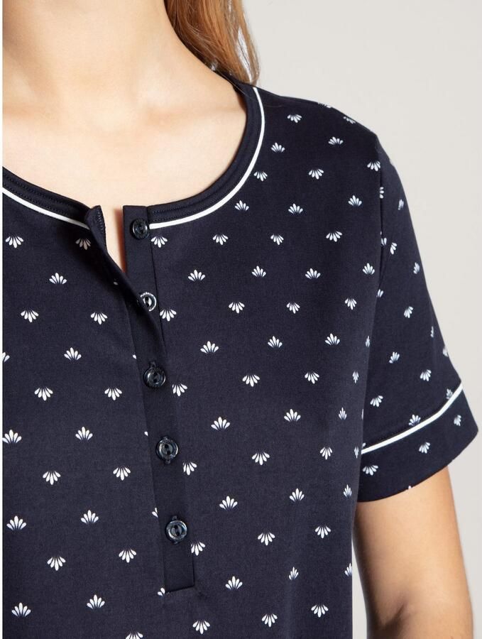 CALIDA Nachthemd Night Lovers Korte mouw interlock ronde hals knoopsluiting puur katoen - Foto 4