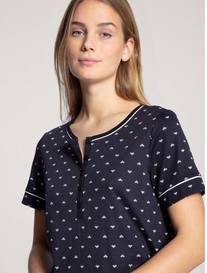 CALIDA Nachthemd Night Lovers Korte mouw interlock ronde hals knoopsluiting puur katoen - Foto 2