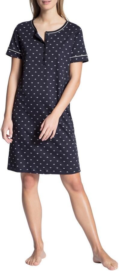 CALIDA Nachthemd Night Lovers Korte mouw interlock ronde hals knoopsluiting puur katoen - Foto 7