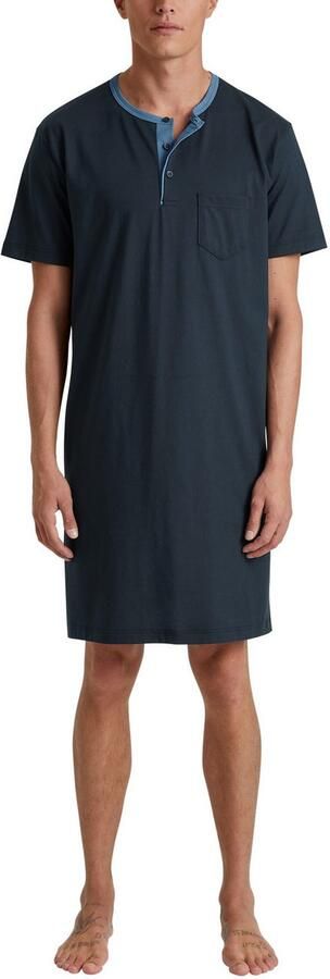 CALIDA Nachthemd Relax Essentials Knoopsluiting korte mouw puur katoen zacht ronde hals borstzak - Foto 8