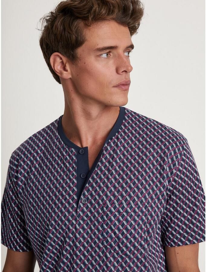 CALIDA Nachthemd Relax Imprint Borstzak Pure Cotton ronde hals korte mouw knoopsluiting - Foto 3