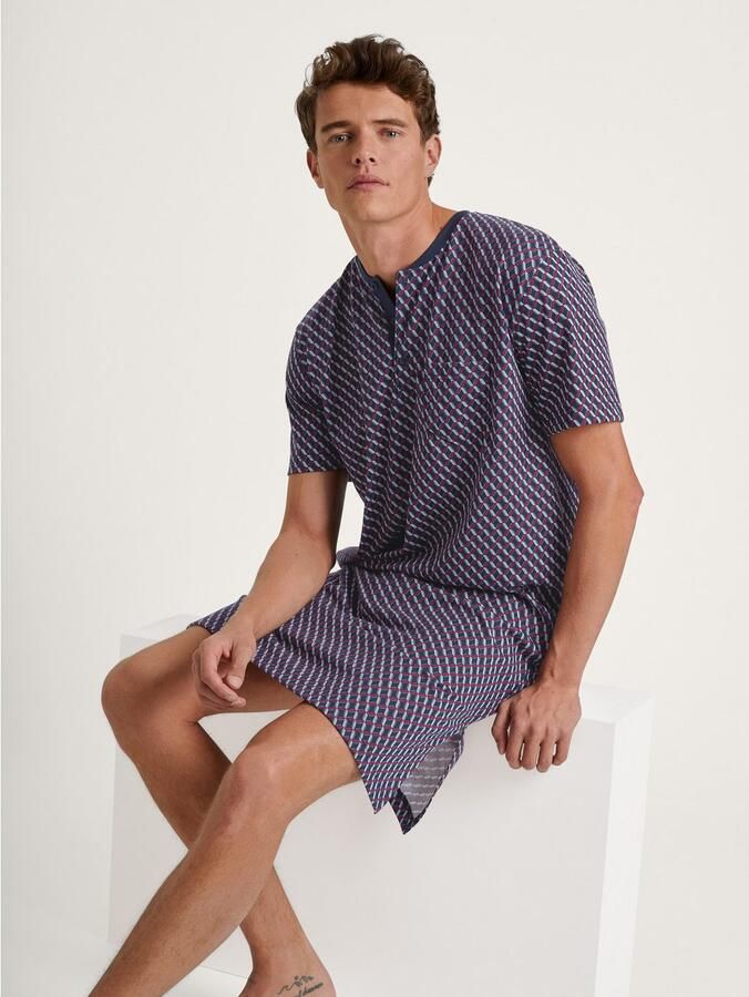 CALIDA Nachthemd Relax Imprint Borstzak Pure Cotton ronde hals korte mouw knoopsluiting - Foto 6