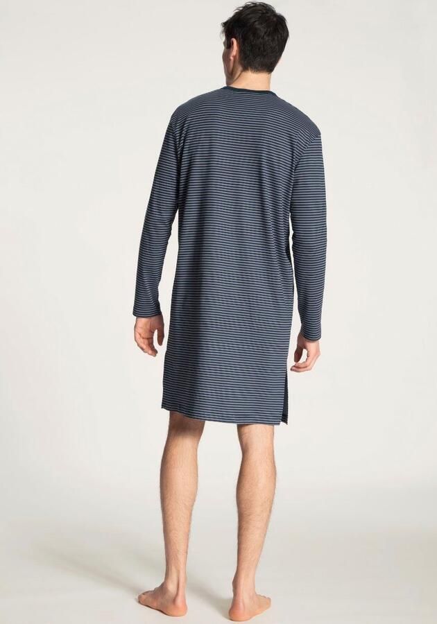 CALIDA Nachthemd Relax Streamline zijdelingse splitjes interlock-kwaliteit lange mouw knoopsluiting - Foto 3