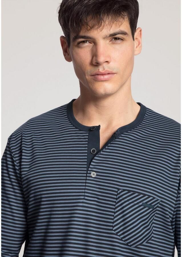 CALIDA Nachthemd Relax Streamline zijdelingse splitjes interlock-kwaliteit lange mouw knoopsluiting - Foto 2