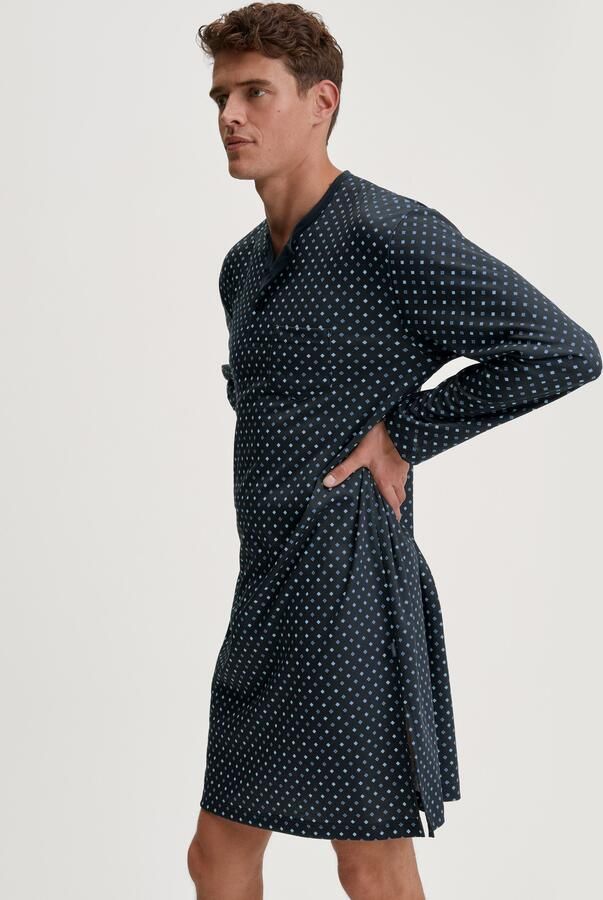 CALIDA Nachthemd Relax Streamline zijdelingse splitjes interlock-kwaliteit lange mouw knoopsluiting - Foto 8