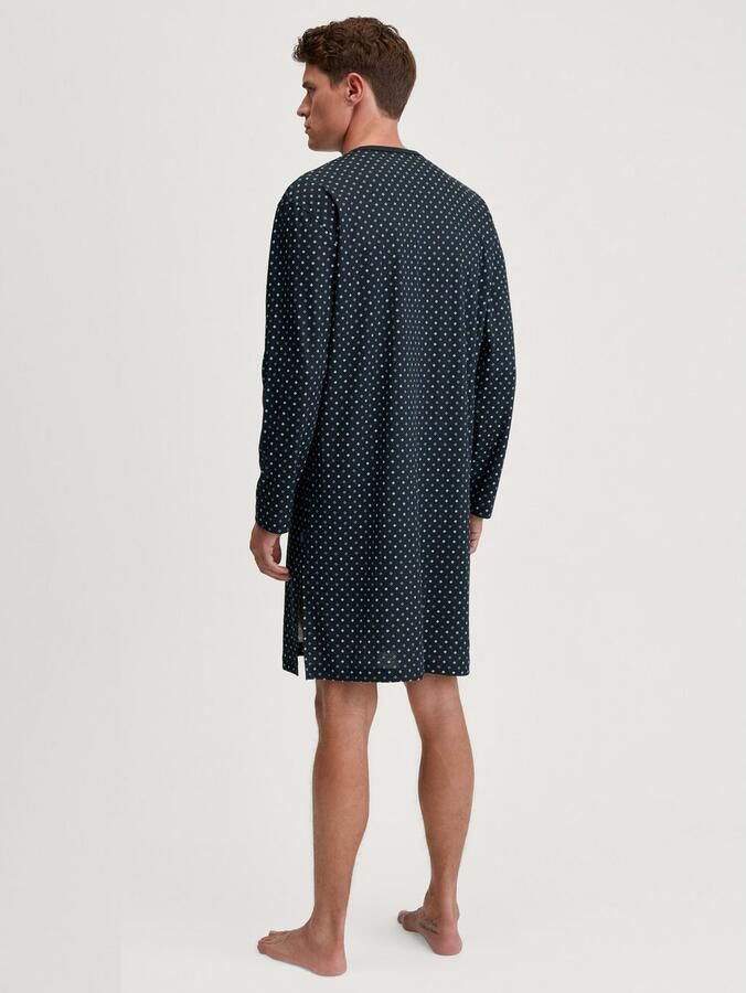 CALIDA Nachthemd Relax Streamline zijdelingse splitjes interlock-kwaliteit lange mouw knoopsluiting - Foto 4