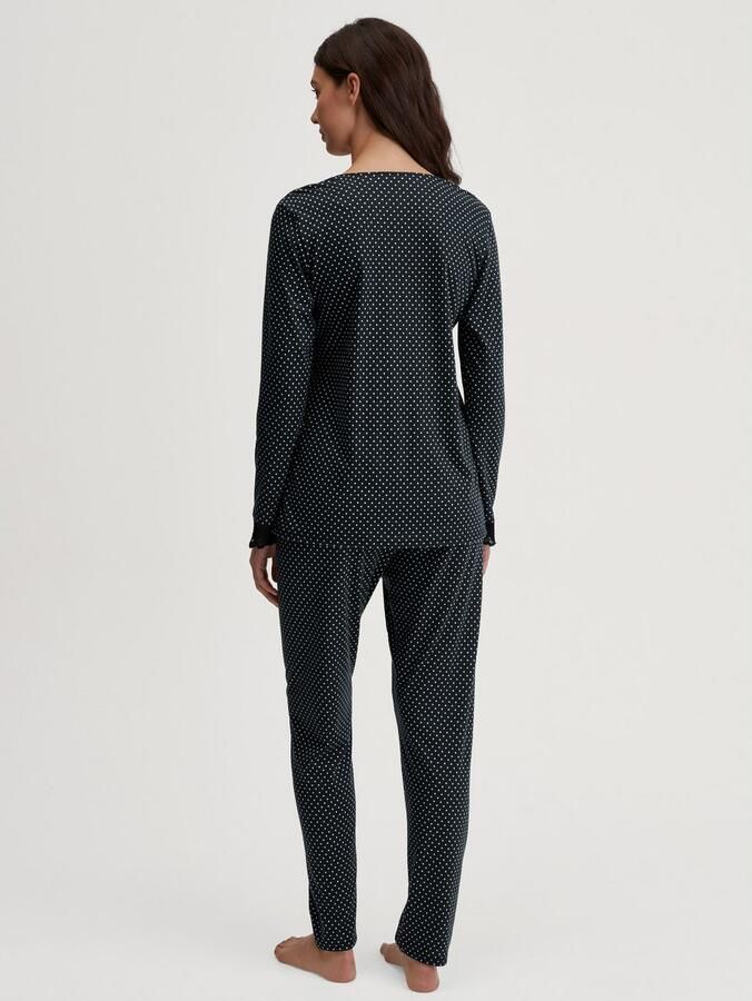 CALIDA Pyjama Deep Dreams gestippeld kant v-hals temperatuurregulerend lange mouwen (2-delig) - Foto 5