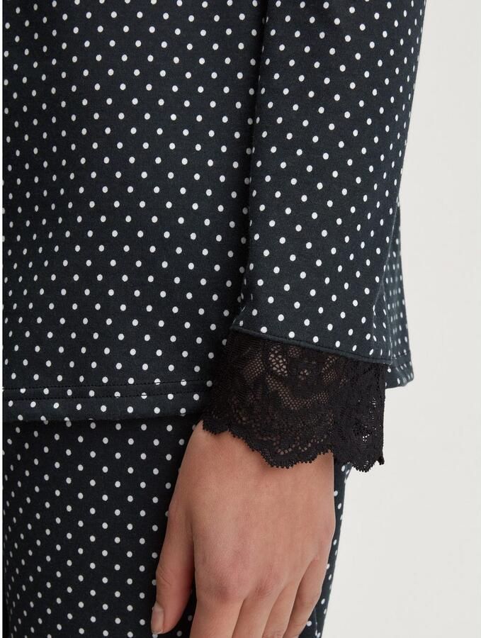 CALIDA Pyjama Deep Dreams gestippeld kant v-hals temperatuurregulerend lange mouwen (2-delig) - Foto 2