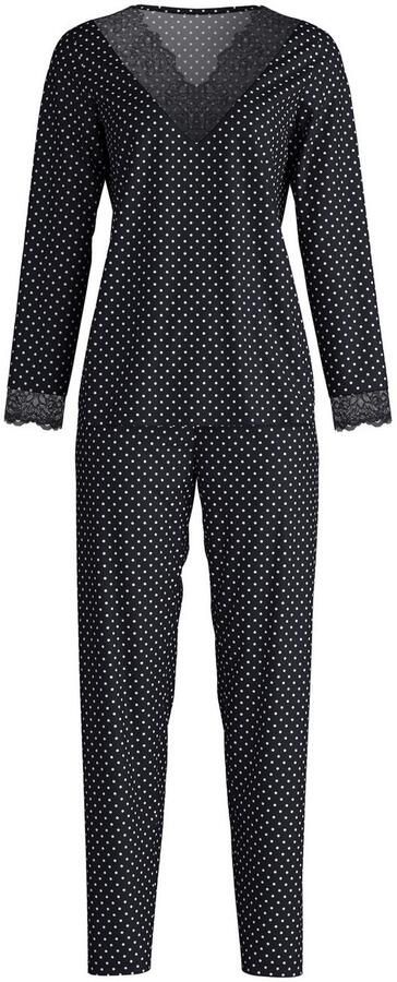 CALIDA Pyjama Deep Dreams gestippeld kant v-hals temperatuurregulerend lange mouwen (2-delig) - Foto 4