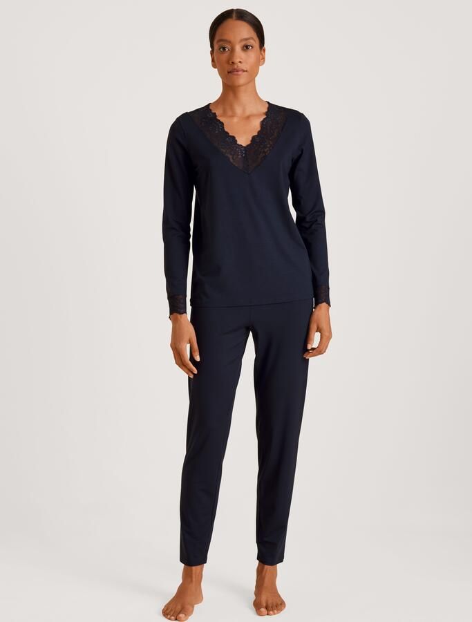 CALIDA Pyjama Elegant Dreams Kant aan uitsnijding en boorden single jersey elastisch zacht (2-delig) - Foto 7