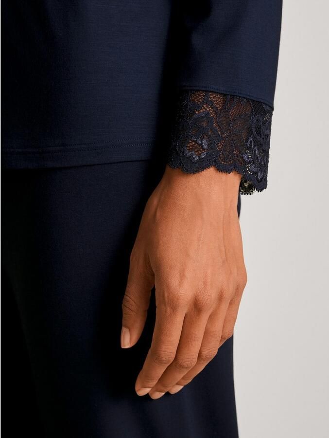 CALIDA Pyjama Elegant Dreams Kant aan uitsnijding en boorden single jersey elastisch zacht (2-delig) - Foto 4