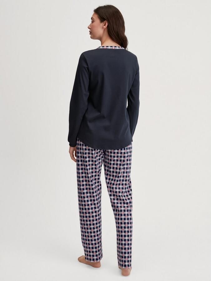 CALIDA Pyjama Family & Friends Knoopsluiting puur katoen lange mouw serafino-halslijn zacht (2-delig) - Foto 4