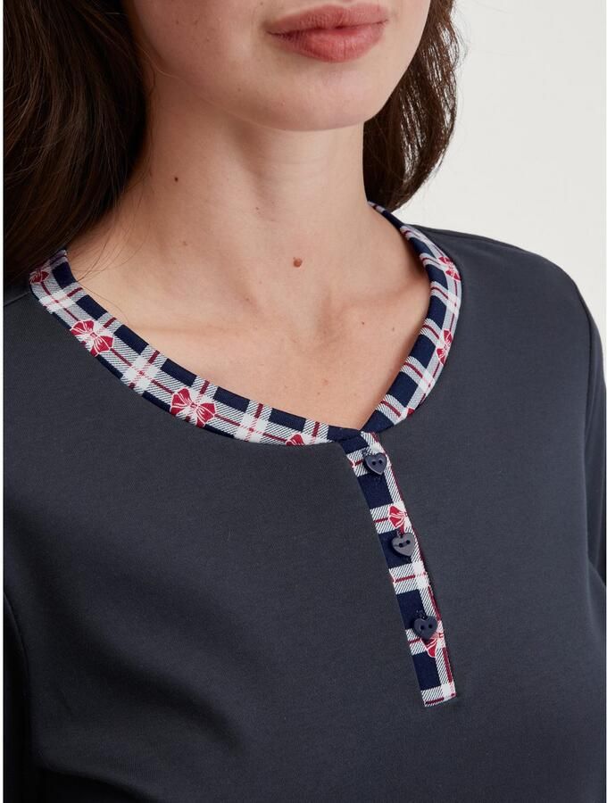 CALIDA Pyjama Family & Friends Knoopsluiting puur katoen lange mouw serafino-halslijn zacht (2-delig) - Foto 2