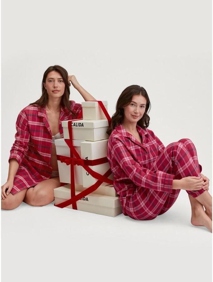 CALIDA Pyjama Holiday Dreams zacht comfortabel flanel kwaliteit ruitdessin lange mouw (2-delig)