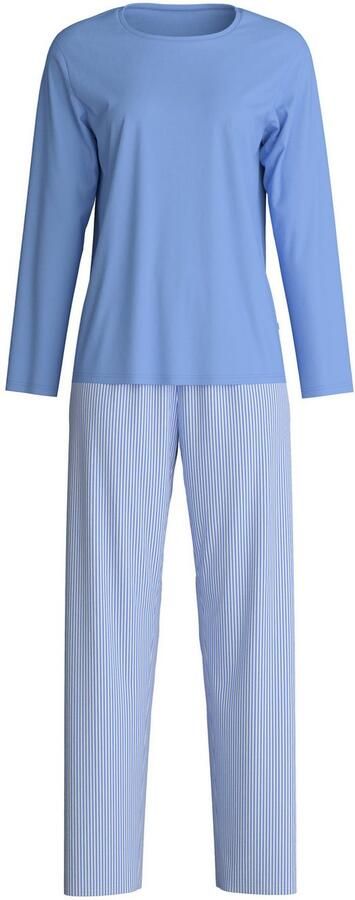 CALIDA Pyjama Lovely Night Bovenstuk effen broek gestreept ronde halslijn lange mouwen (2-delig) - Foto 5