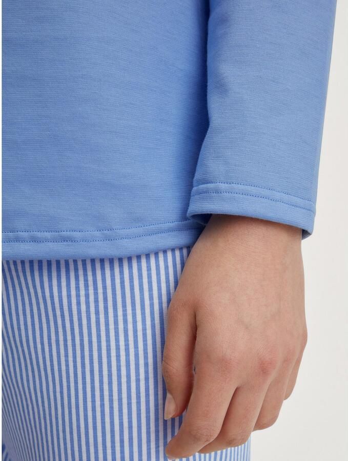 CALIDA Pyjama Lovely Night Bovenstuk effen broek gestreept ronde halslijn lange mouwen (2-delig) - Foto 2