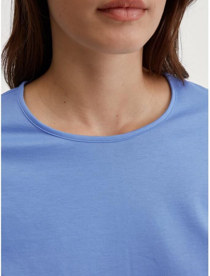 CALIDA Pyjama Lovely Night Bovenstuk effen broek gestreept ronde halslijn lange mouwen (2-delig)