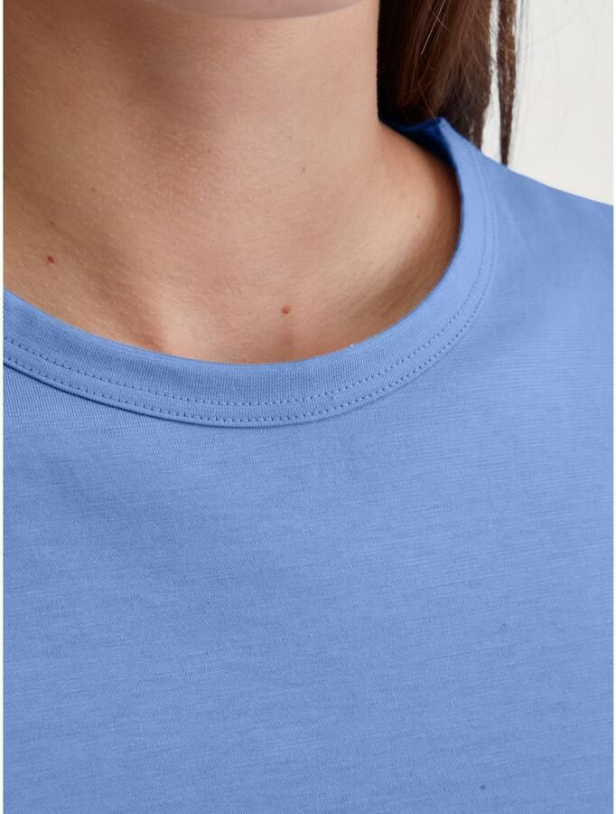 CALIDA Pyjama Lovely Night Bovenstuk effen broek gestreept ronde halslijn zacht lange mouw (2-delig)