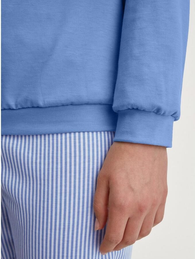 CALIDA Pyjama Lovely Night Bovenstuk effen broek gestreept ronde halslijn zacht lange mouw (2-delig) - Foto 3