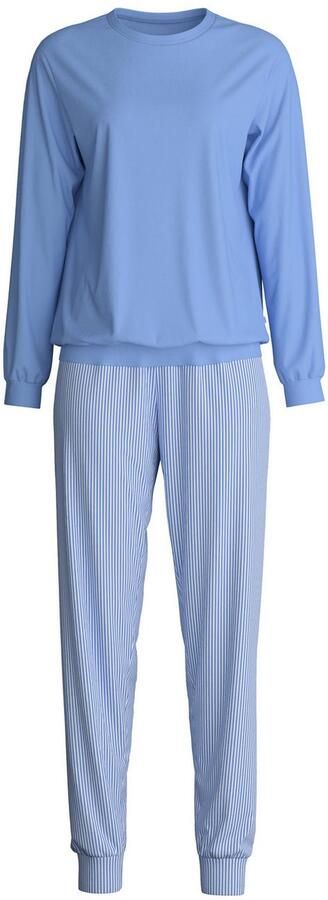 CALIDA Pyjama Lovely Night Bovenstuk effen broek gestreept ronde halslijn zacht lange mouw (2-delig) - Foto 5