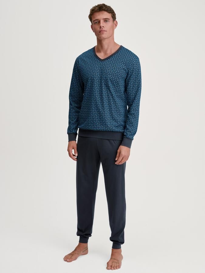 CALIDA Pyjama Relax Imprint Gedessineerd bovenstuk met V-halslijn (2-delig) - Foto 5